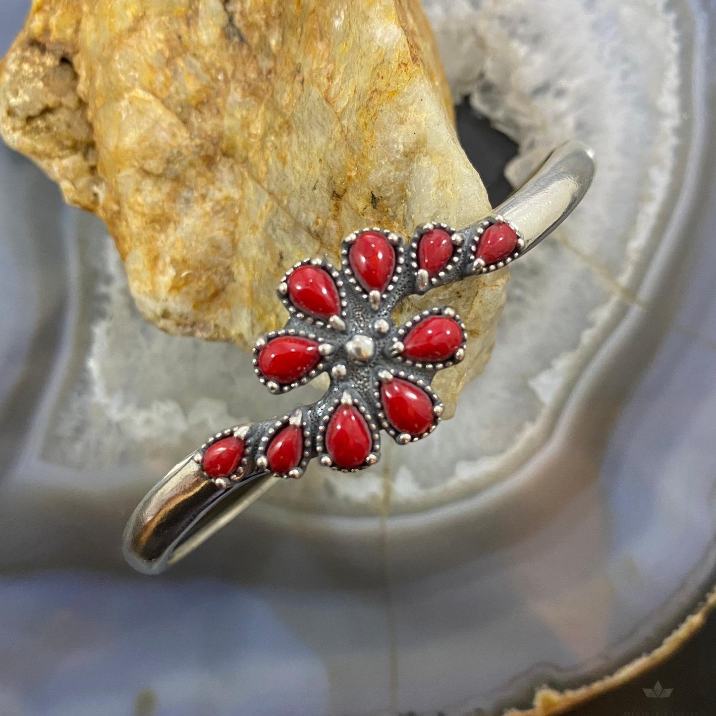 Carolyn Pollack Southwestern Style Sterling Silver Red Jasper Cluster Women's Bracelet