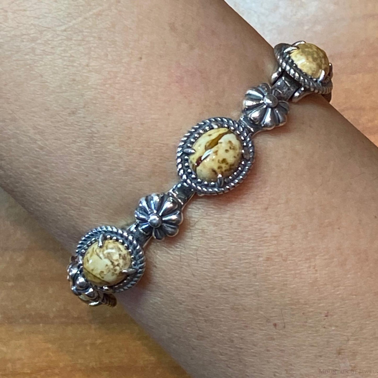 Carolyn Pollack Sterling Silver Picture Jasper Decorated Link Bracelet For Women