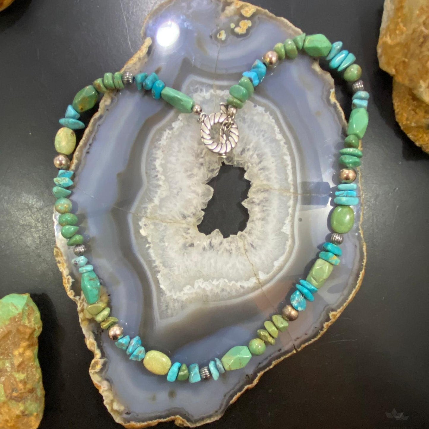 Carolyn Pollack Southwestern Style Sterling Silver Chunky Turquoise Necklace For Women