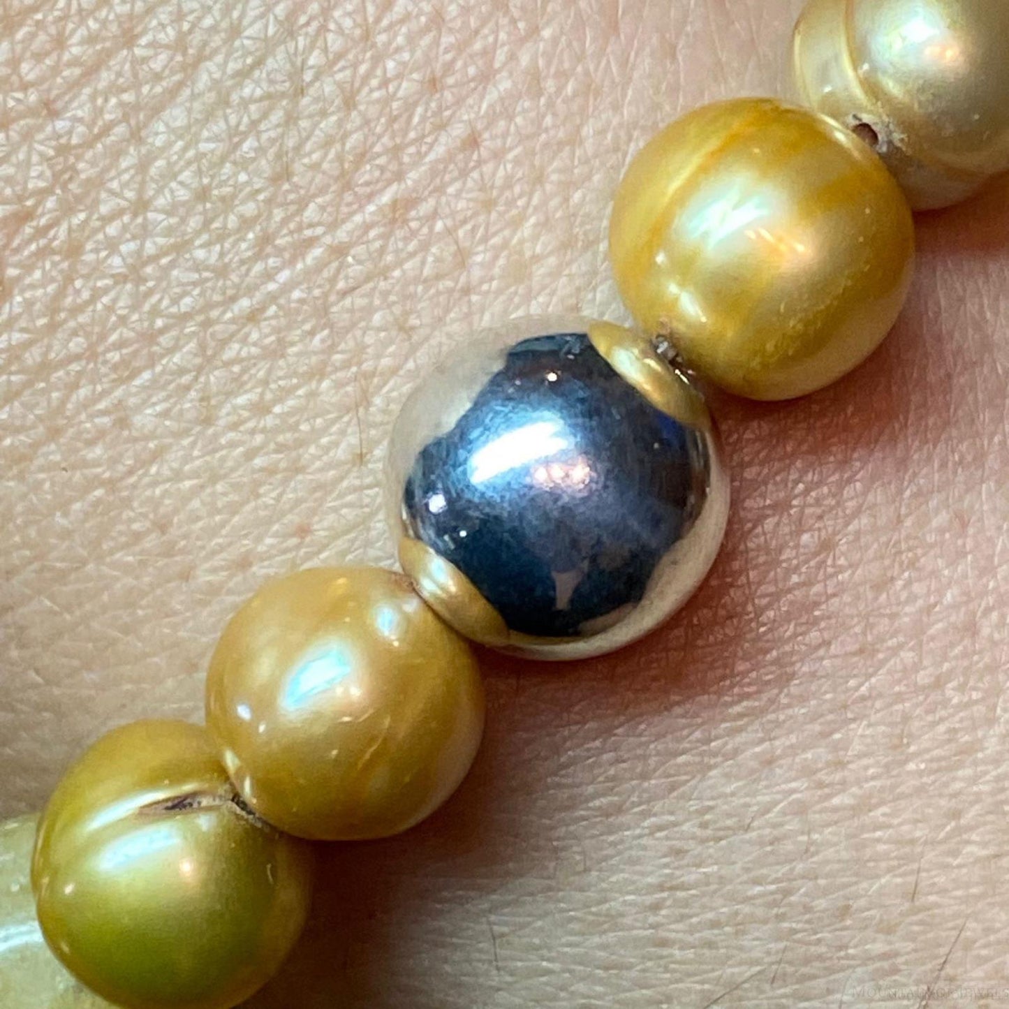 Carolyn Pollack Sterling Silver Yellow Jade & Pearl Bead Stretch Bracelet For Women