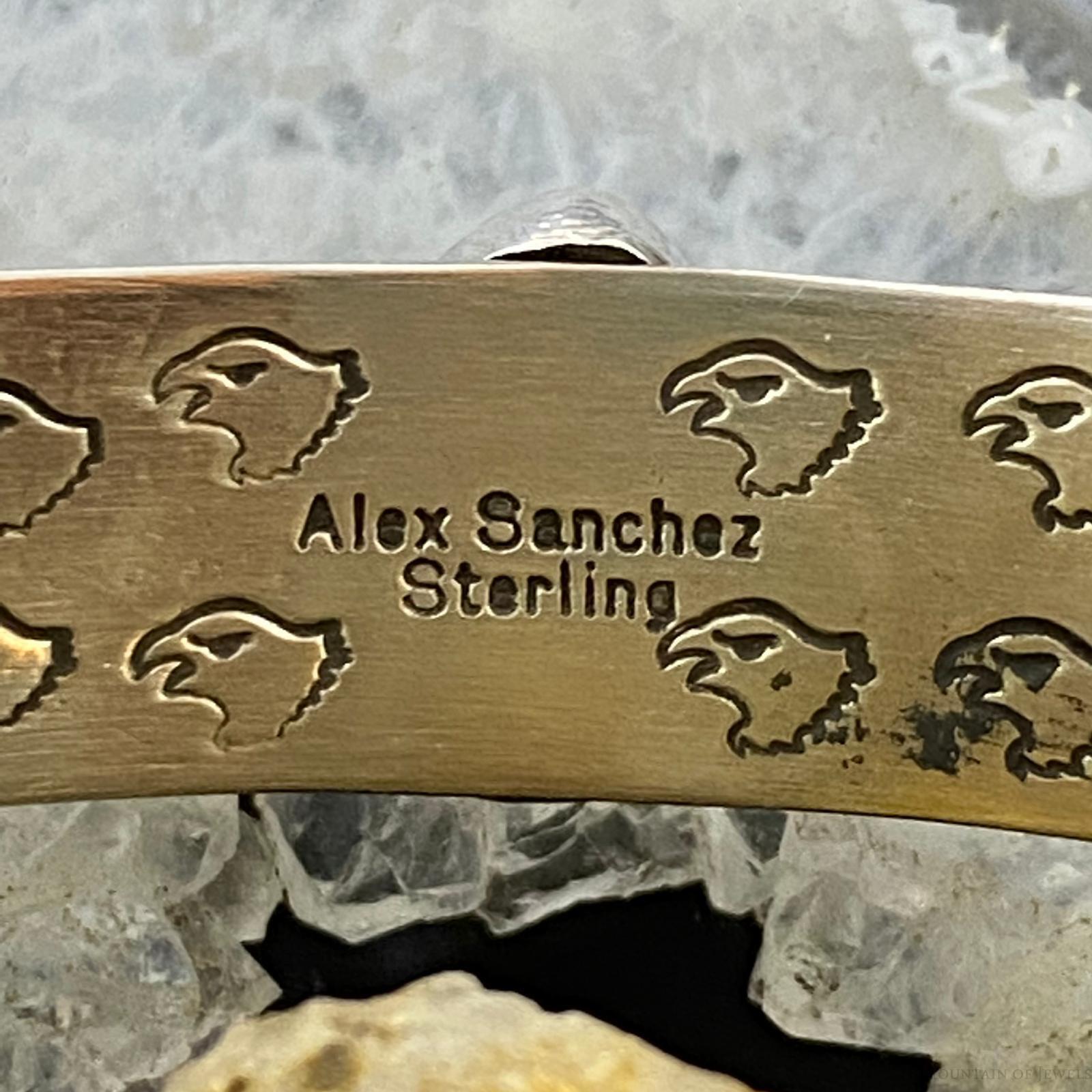 Alex Sanchez Native American Sterling Silver Turquoise Petroglyph Bracelet #1 - Mountain Of Jewels