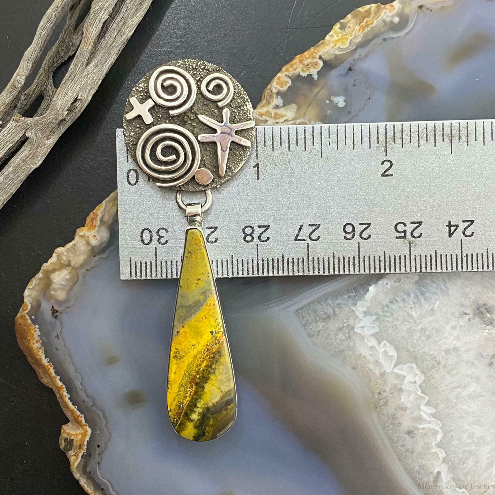Alex Sanchez Sterling Silver Bumblebee Jasper Petroglyph Drop Earrings For Women - Mountain Of Jewels