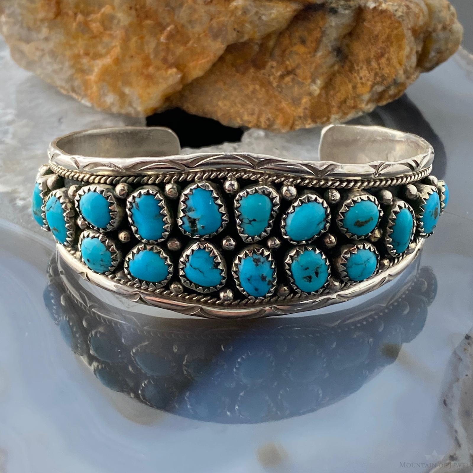 Anita Whitegoat Navajo Native American Sterling Turquoise Bracelet For Women - Mountain of Jewels