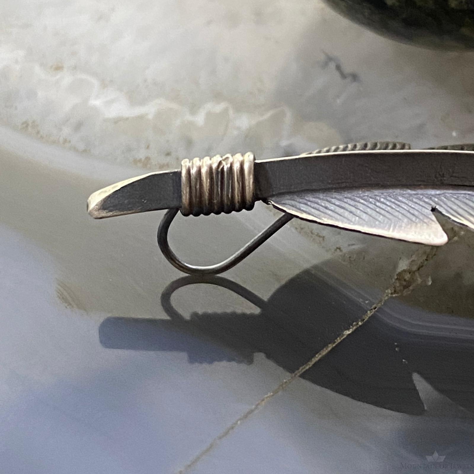 Billy Long Sterling Silver Oxidized Feather Unisex Pendant Necklace - Mountain Of Jewels