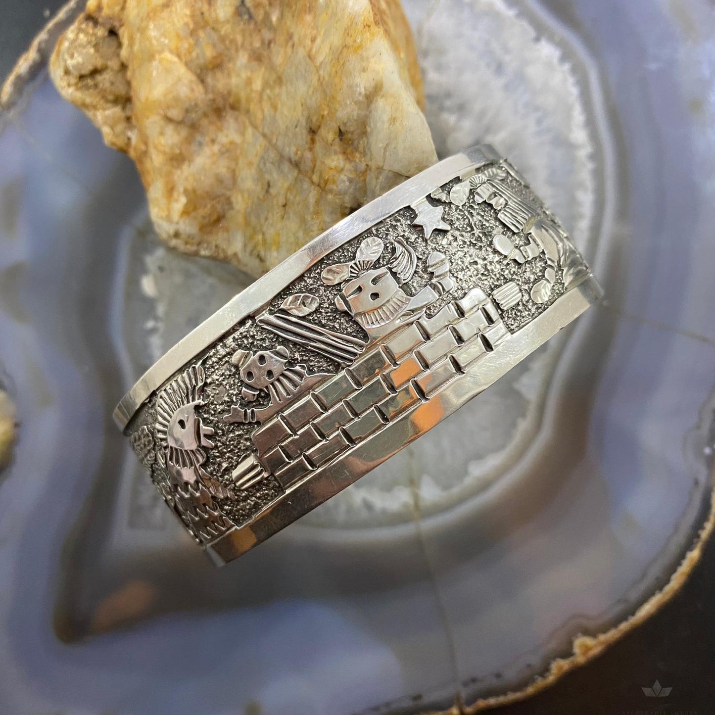 Native American Sterling Kachinas & Mudhead Storyteller Bracelet For Women - Mountain of Jewels