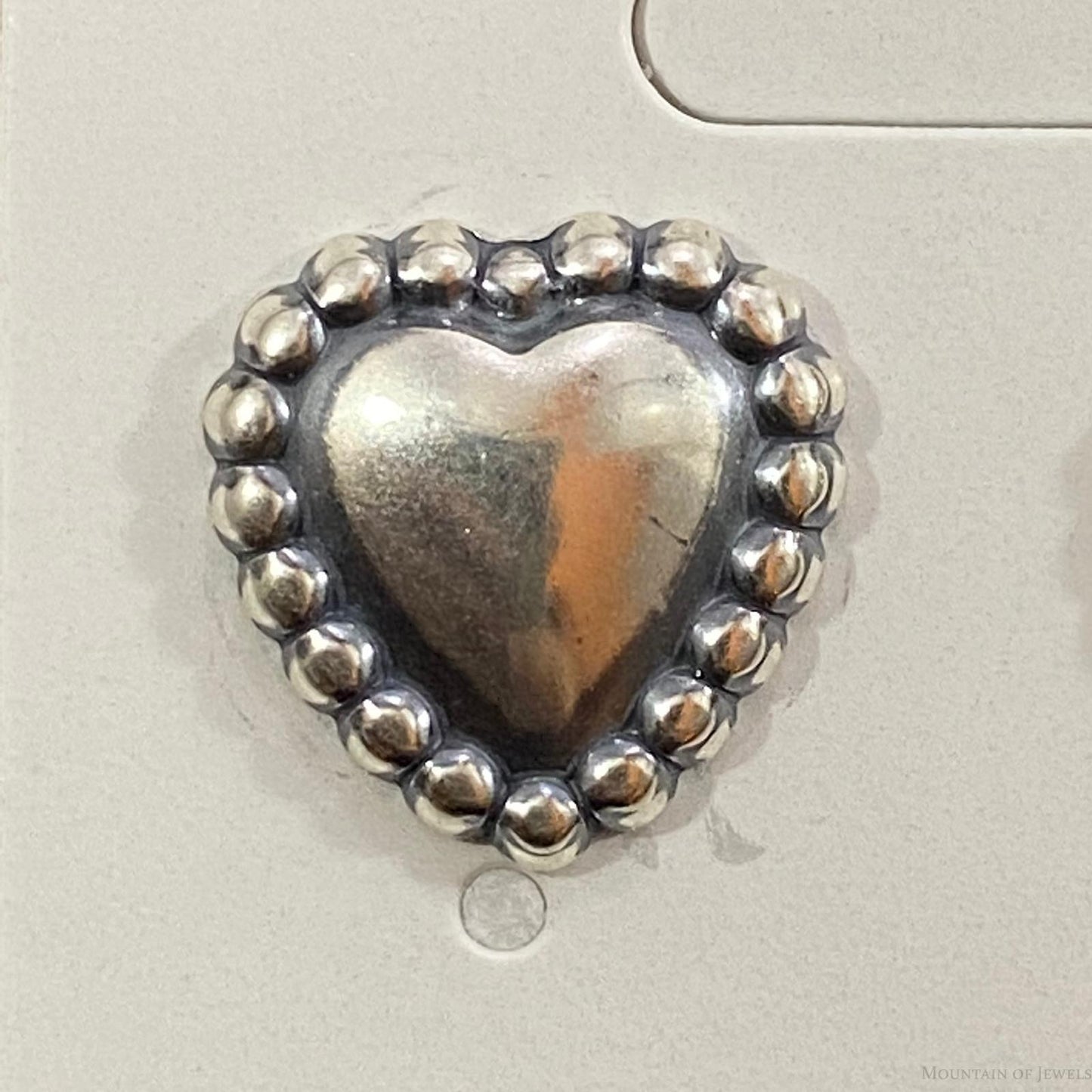 Native American Sterling Silver Heart Shape Stud Earrings For Women - Mountain of Jewels