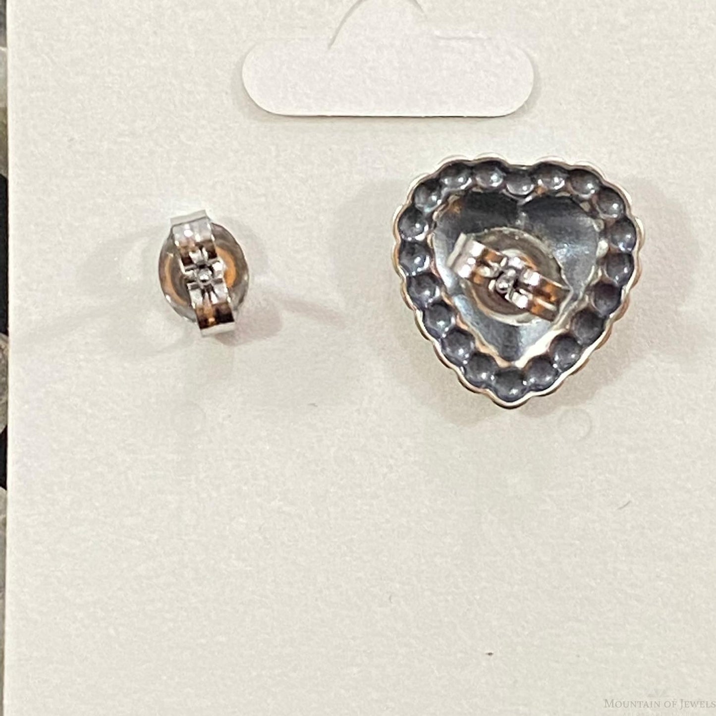 Native American Sterling Silver Heart Shape Stud Earrings For Women - Mountain of Jewels