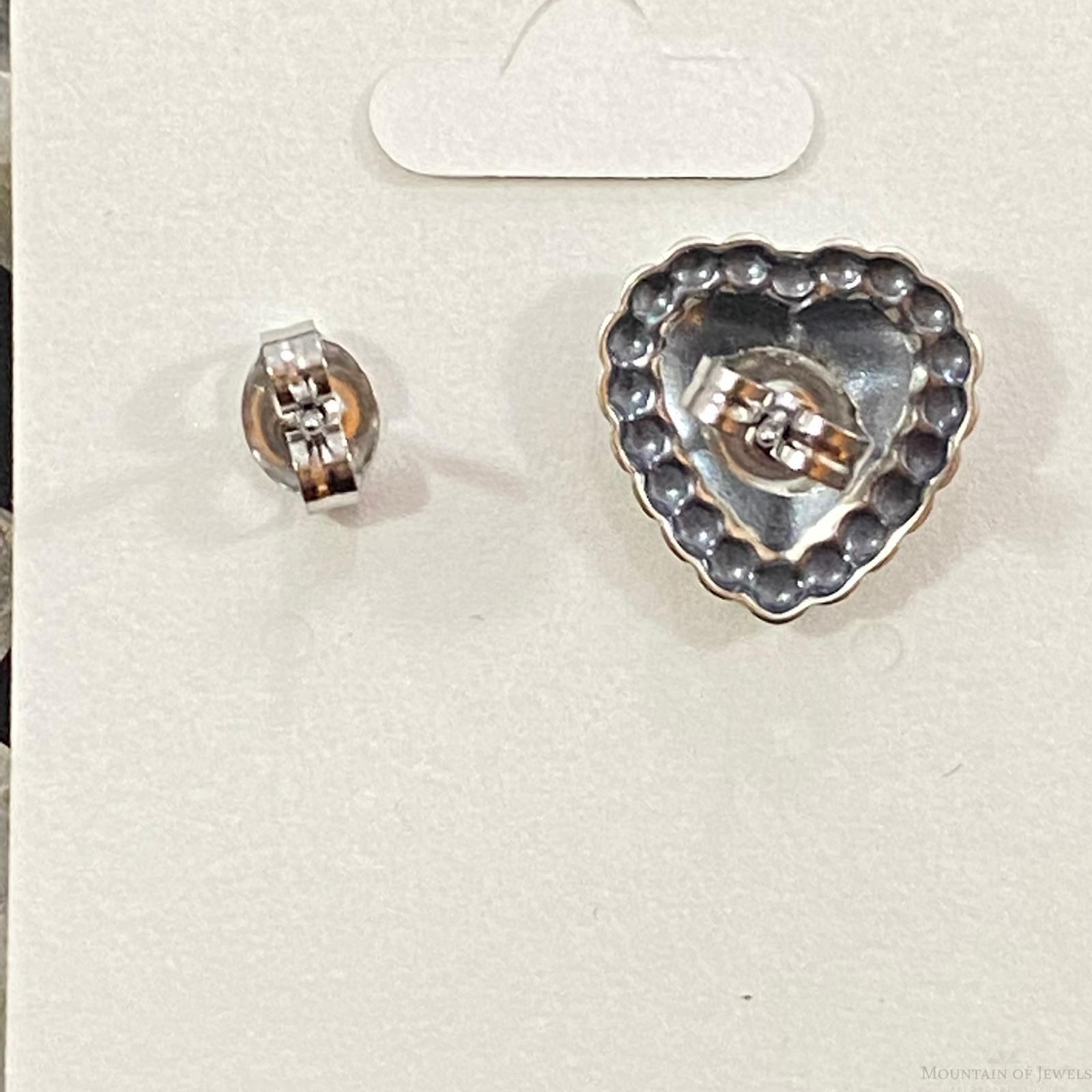 Native American Sterling Silver Heart Shape Stud Earrings For Women - Mountain of Jewels
