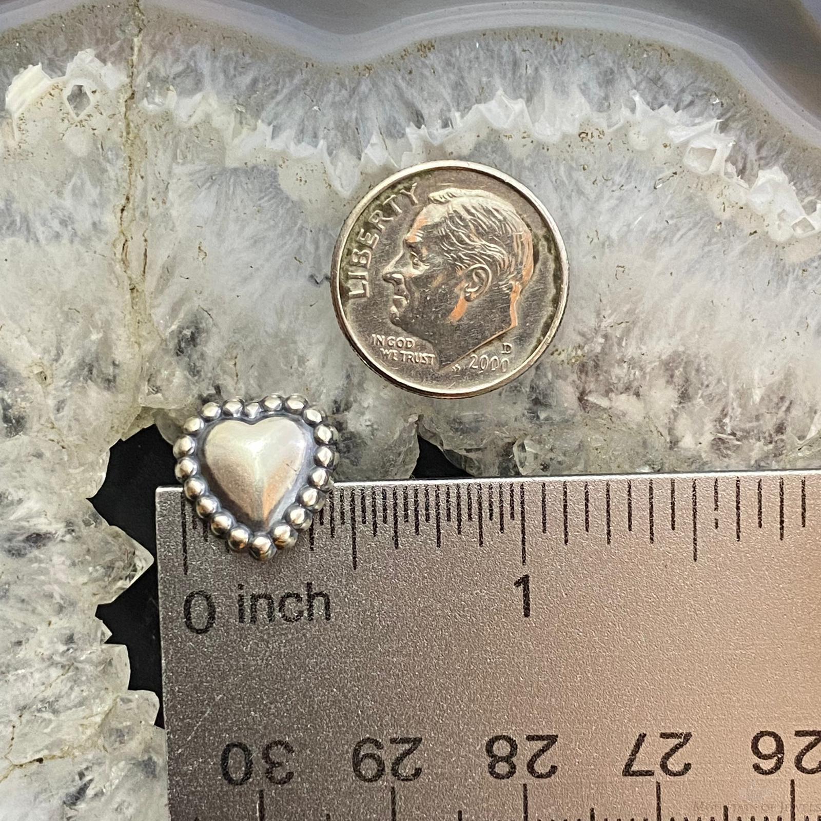 Native American Sterling Silver Heart Shape Stud Earrings For Women - Mountain of Jewels