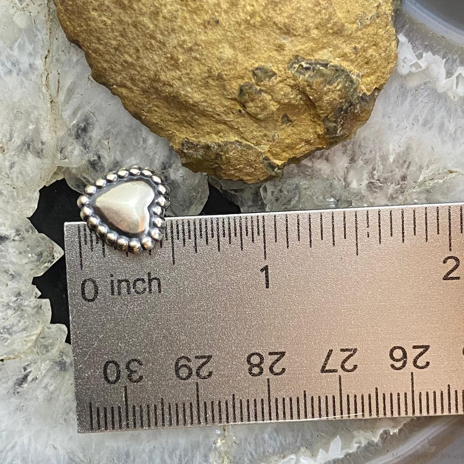 Native American Sterling Silver Heart Shape Stud Earrings For Women - Mountain of Jewels