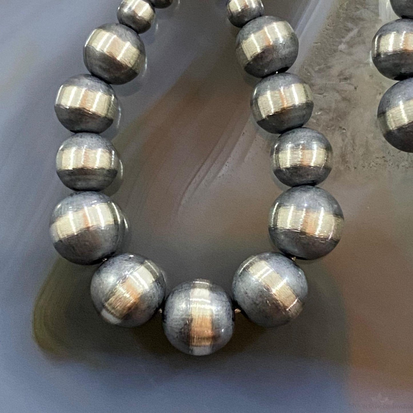Navajo Pearl Beads Graduated 3-6mm Sterling Silver Hoop Dangle Earrings - Mountain of Jewels