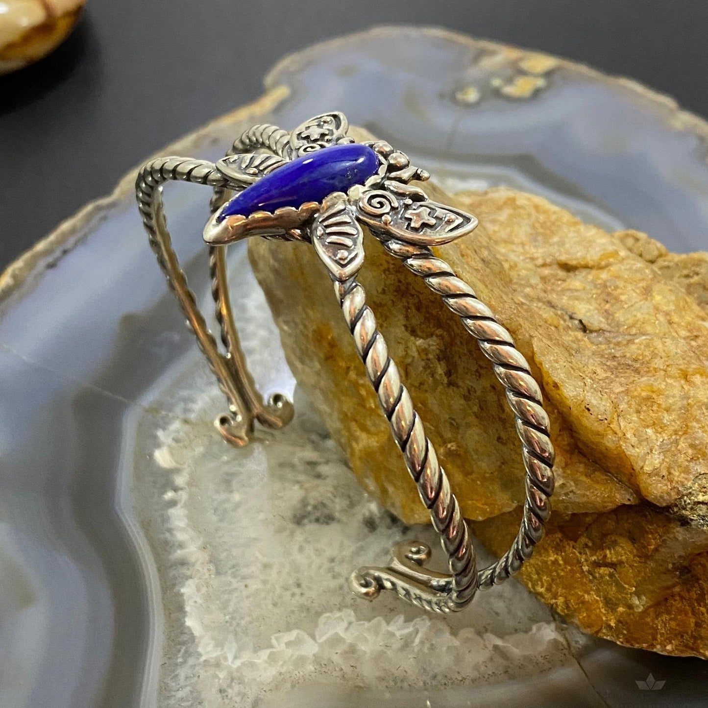 Carolyn Pollack Sterling Silver Lapis Dragonfly Decorated Bracelet For Women