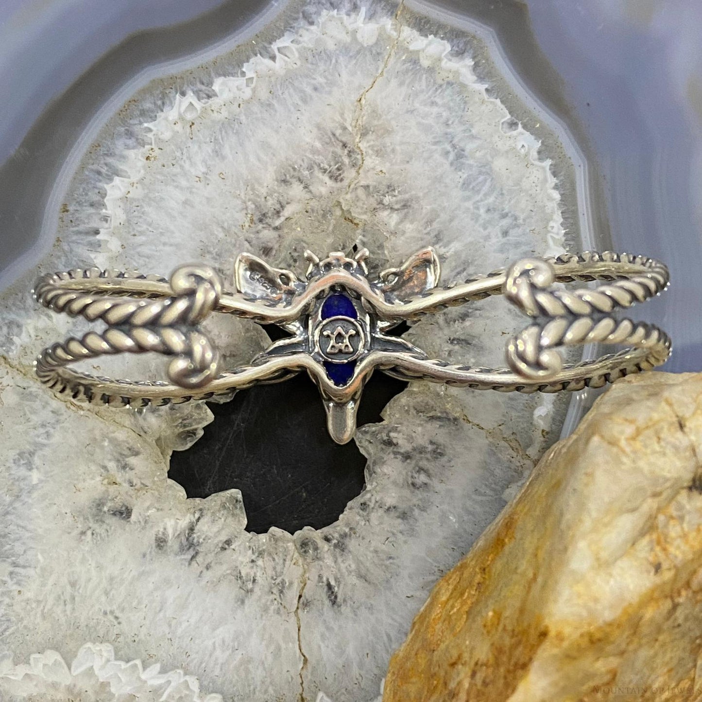 Carolyn Pollack Sterling Silver Lapis Dragonfly Decorated Bracelet For Women