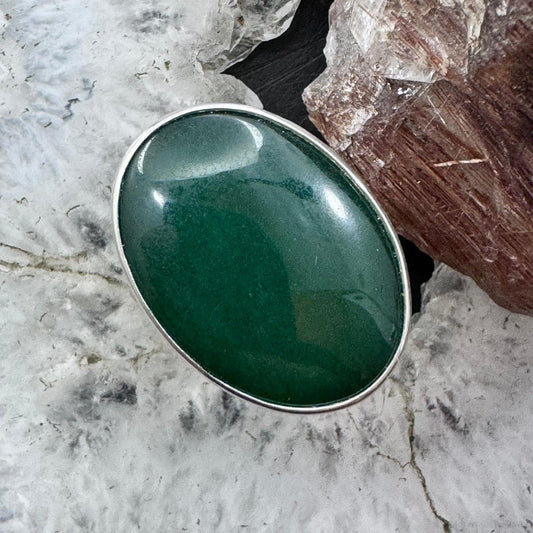 Carolyn Pollack Sterling Silver Large Oval Jadeite Shield Ring Size 6 For Women