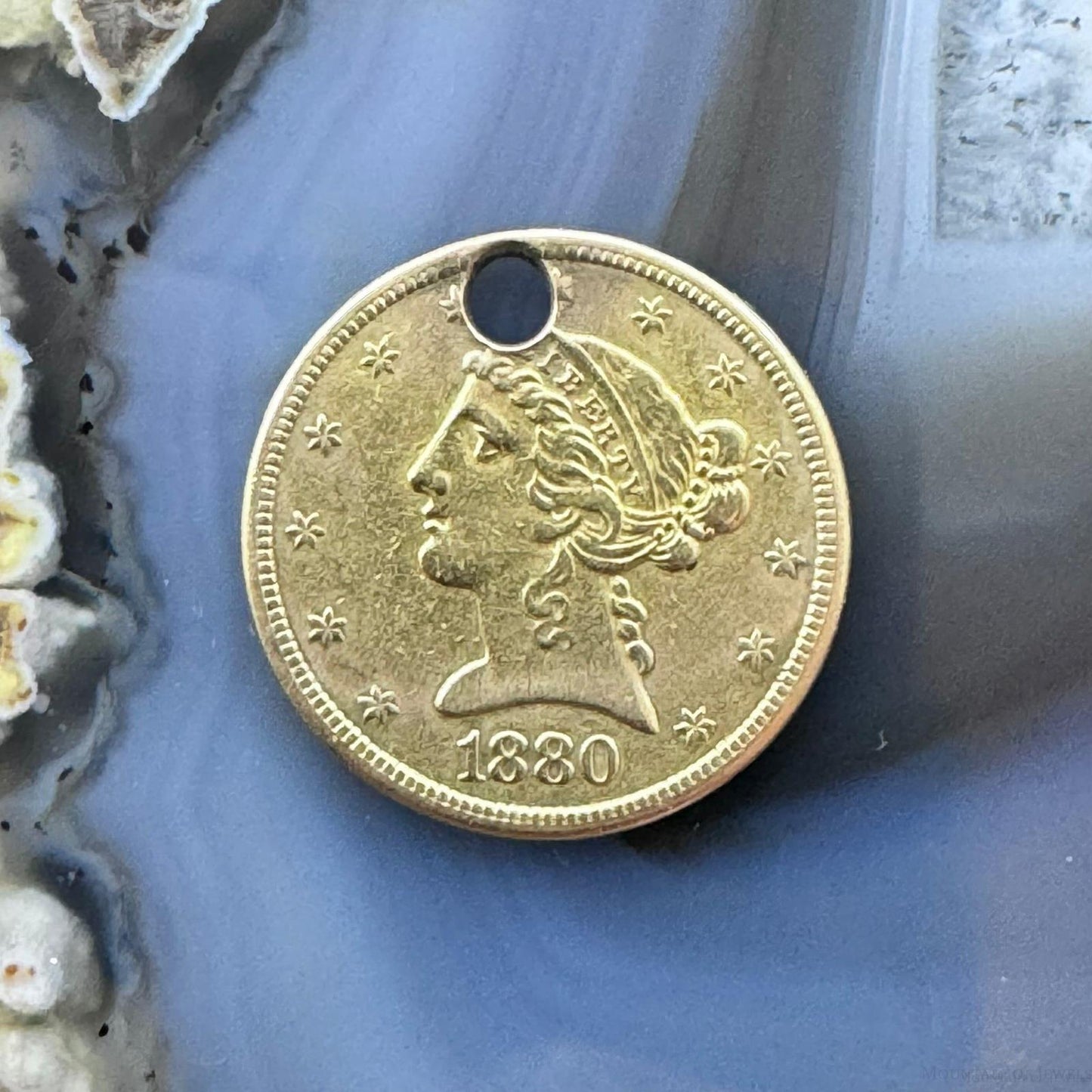 1880 US Five Dollars Liberty Head Cull Gold Coin Pendant