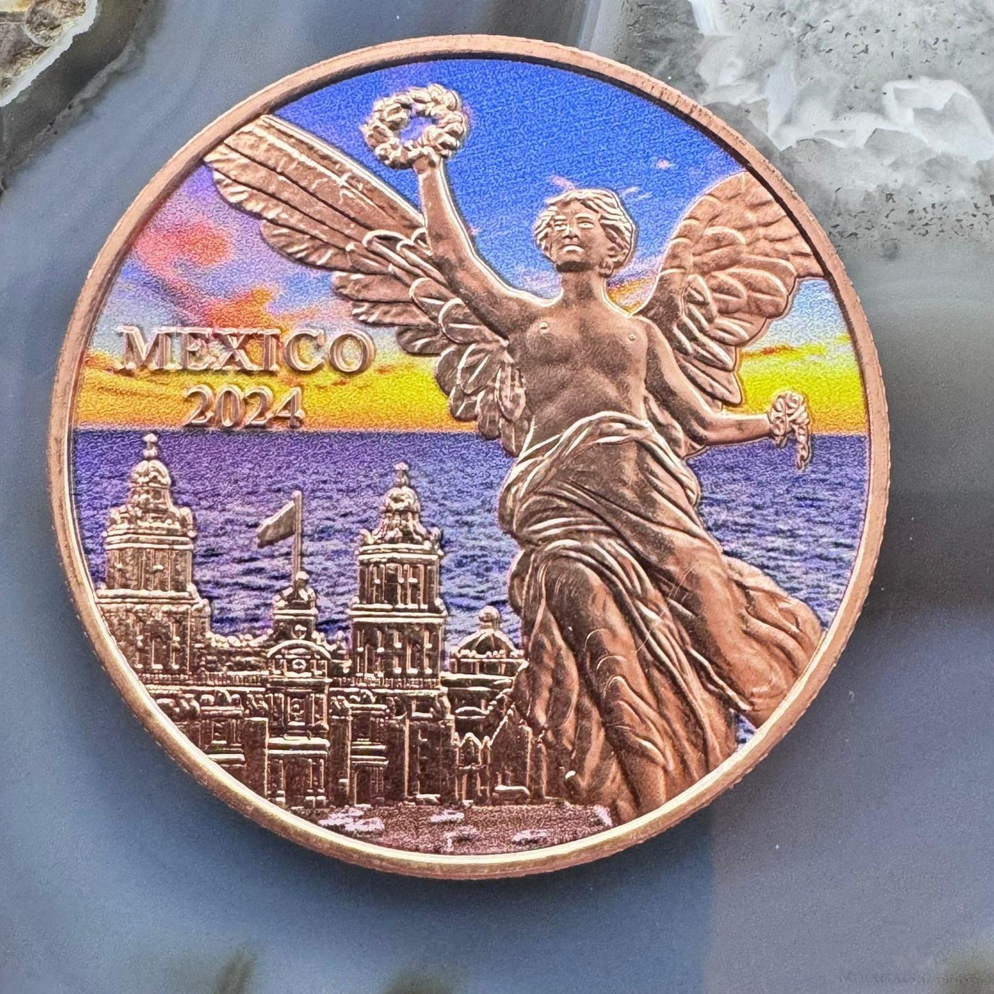 2024 1 Ounce Libertad Mexico Flag Colored .999 Fine Copper AVDP Roll of 20 Mint