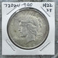 1922 90% US Peace Silver Dollar XF #72024-9GO