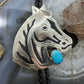 Alonzo Mariano Sterling Silver Overlay Horse w/Turquoise Bolo Tie For Men