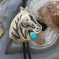 Alonzo Mariano Sterling Silver Overlay Horse w/Turquoise Bolo Tie For Men