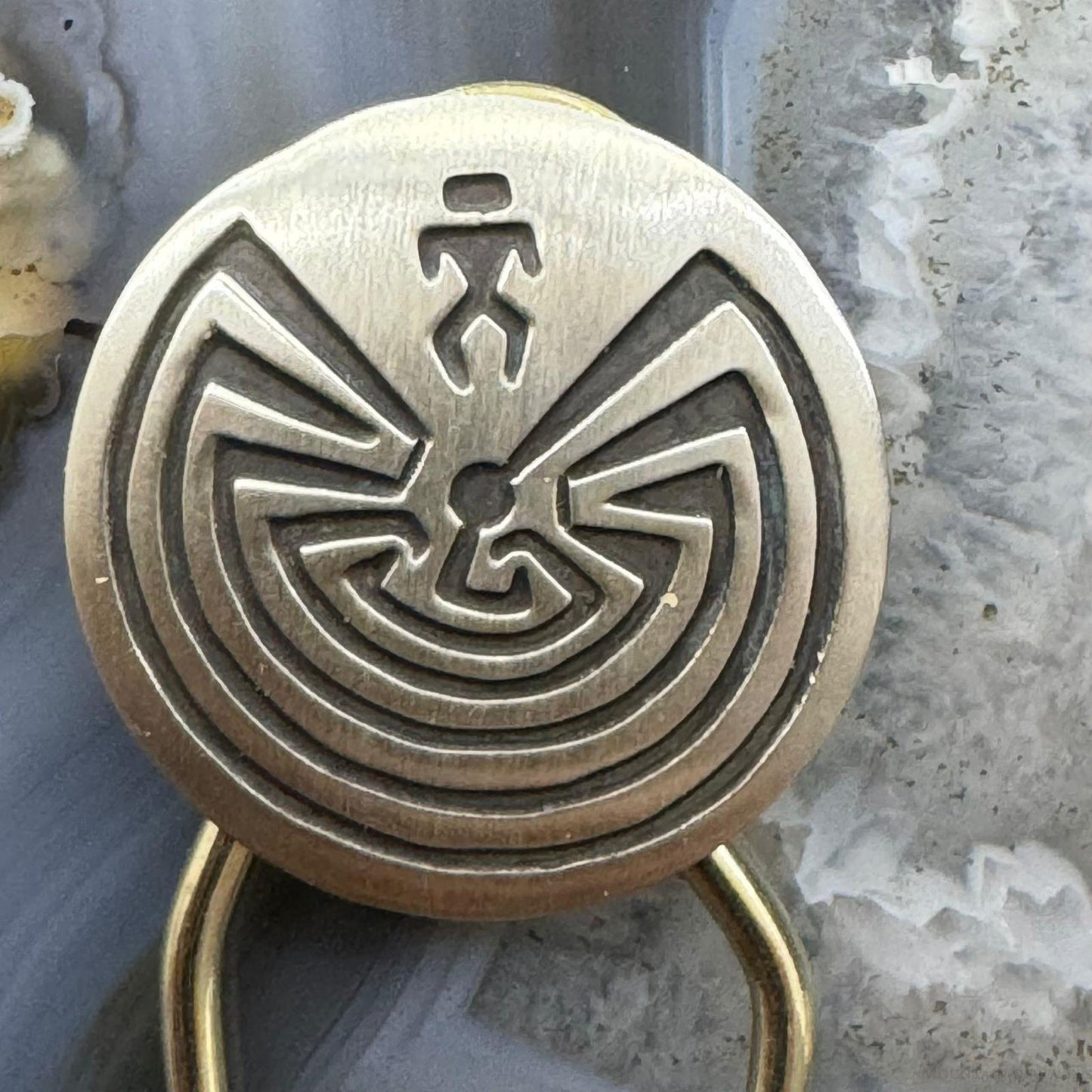 Stanley Gene Navajo Native American Sterling Silver Men in the Maze Keyring