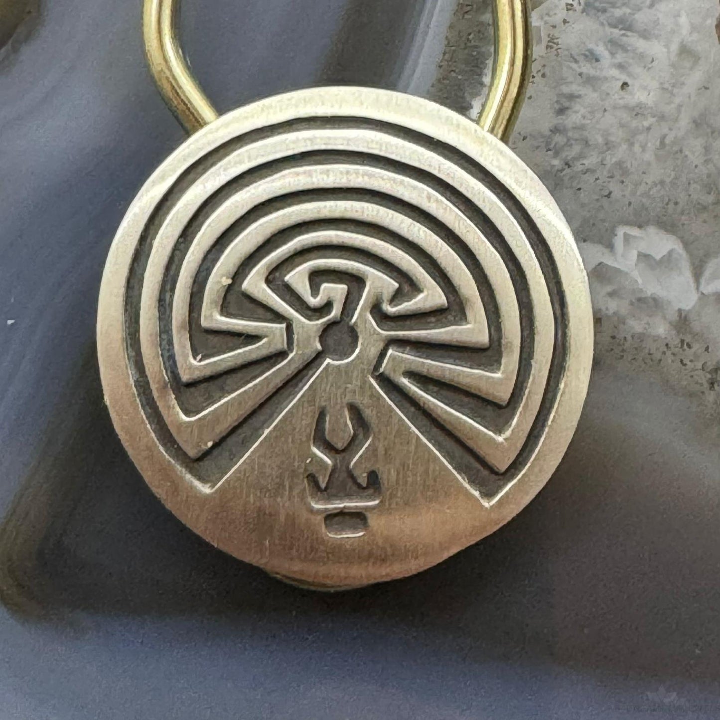 Stanley Gene Navajo Native American Sterling Silver Men in the Maze Keyring