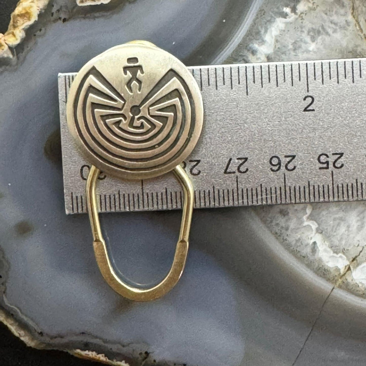 Stanley Gene Navajo Native American Sterling Silver Men in the Maze Keyring