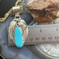 Davey Morgan Sterling Silver Elongate Teardrop Turquoise Leaf Pendant For Women