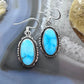 Native American Sterling Silver Oval Blue Ridge Turquoise Dangle Earrings For Women