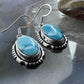 Native American Sterling Silver Oval Blue Ridge Turquoise Dangle Earrings For Women