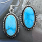 Native American Sterling Silver Oval Blue Ridge Turquoise Dangle Earrings For Women