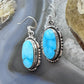 Native American Sterling Silver Oval Blue Ridge Turquoise Dangle Earrings For Women