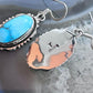 Native American Sterling Silver Oval Blue Ridge Turquoise Dangle Earrings For Women