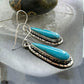 Native American Sterling Silver Teardrop Turquoise Dangle Earrings For Women