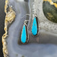 Native American Sterling Silver Teardrop Turquoise Dangle Earrings For Women