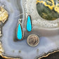 Native American Sterling Silver Teardrop Turquoise Dangle Earrings For Women