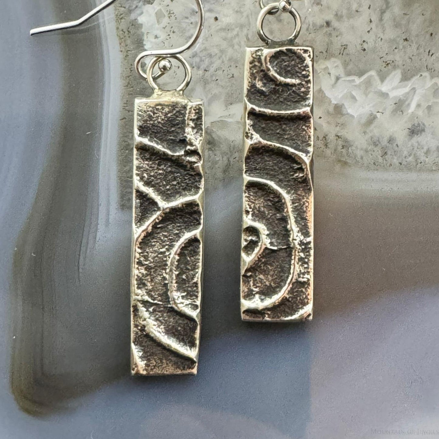 Cheyenne Custer Navajo Native Americn Sterling Silver Tufa Cast Trapeze Earrings For Women #1