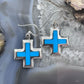 Sterling Silver Southwestern Style Turquoise Cross Dangle Earrings For Women