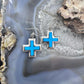 Sterling Silver Southwestern Style Turquoise Cross Dangle Earrings For Women