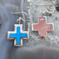 Sterling Silver Southwestern Style Turquoise Cross Dangle Earrings For Women