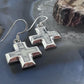 Sterling Silver Southwestern Style Howlite Inlay Cross Dangle Earrings For Women