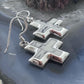 Sterling Silver Southwestern Style Howlite Inlay Cross Dangle Earrings For Women