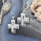 Sterling Silver Southwestern Style Howlite Inlay Cross Dangle Earrings For Women