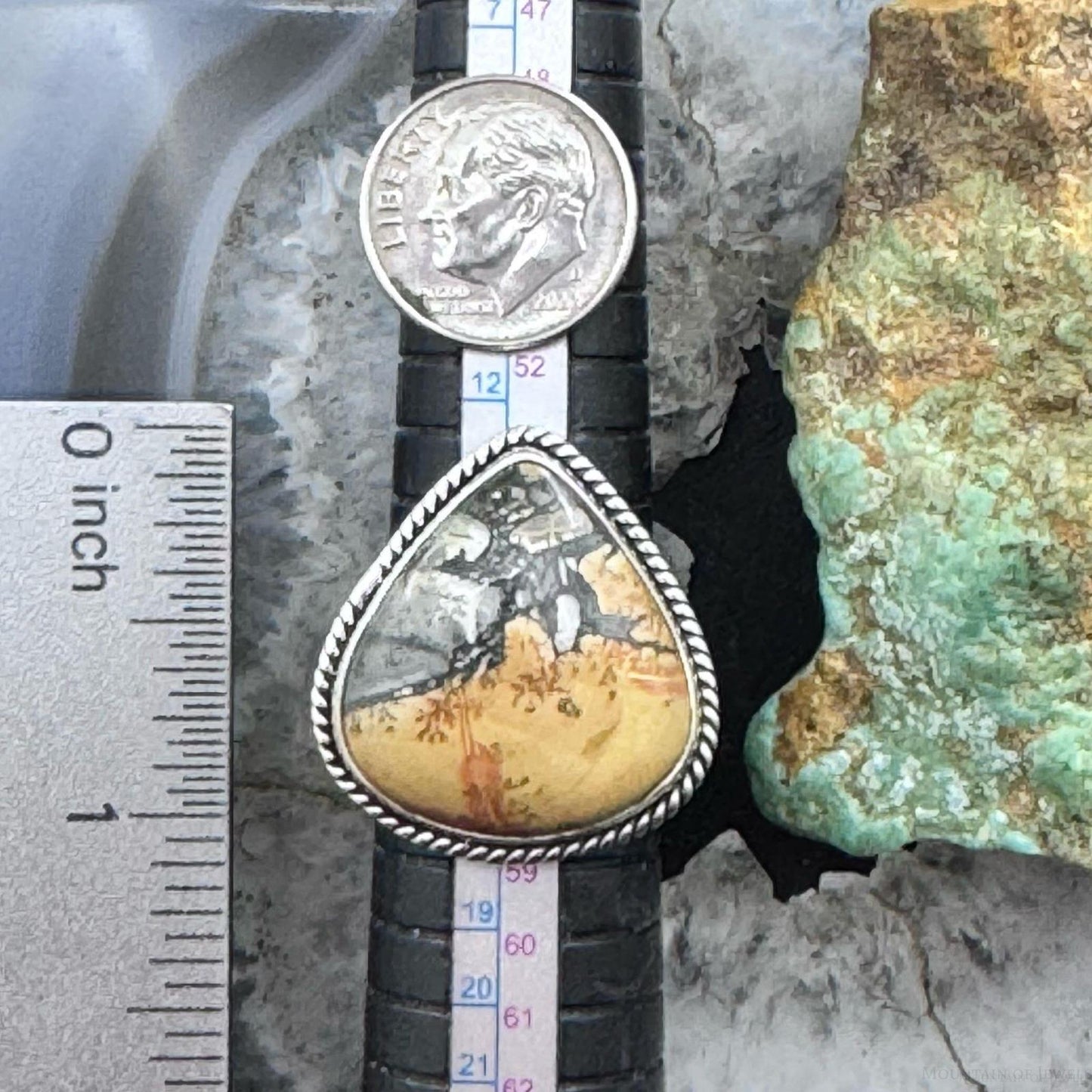 Sterling Southwestern Style Wide Teardrop Maligano Jasper Ring Size 7.75 For Women