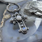 Sterling Silver Southwestern Style Moonstone Cross Pendant For Women