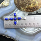 Sterling Silver Southwestern Style 6 Lapis Decorated Cross Pendant For Women