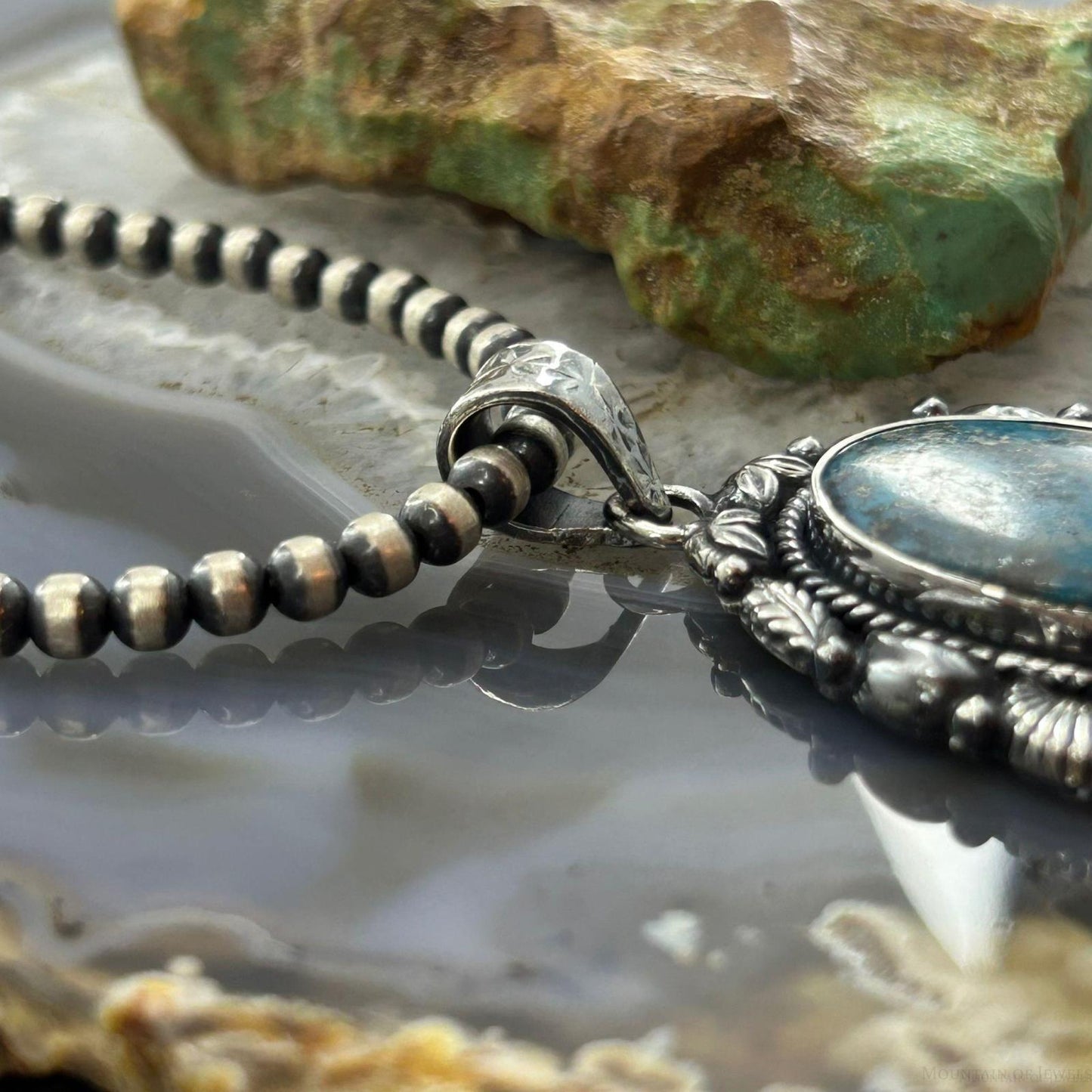 Sterling Silver Southwestern Style Oval Turquoise Decorated Pendant For Women #5