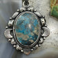 Sterling Silver Southwestern Style Oval Turquoise Decorated Pendant For Women #5