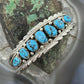 Anita Whitegoat Native American Sterling Silver 7 Turquoise Row Bracelet For Women #1