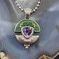 Carolyn Pollack Vintage Sterling Silver Chip Inlay Pendant on 17" Necklace For Women
