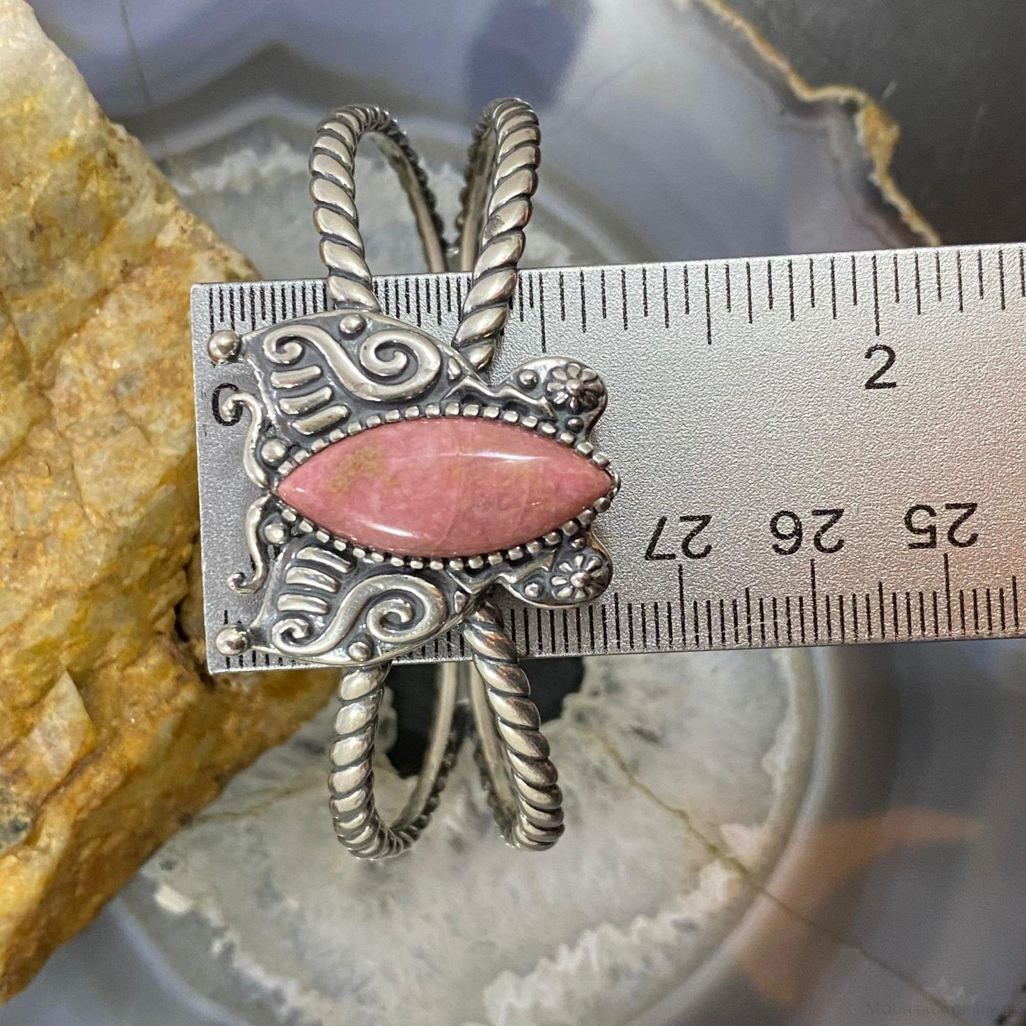 Carolyn Pollack Sterling Silver Rhodonite Butterfly Decorated Bracelet For Women